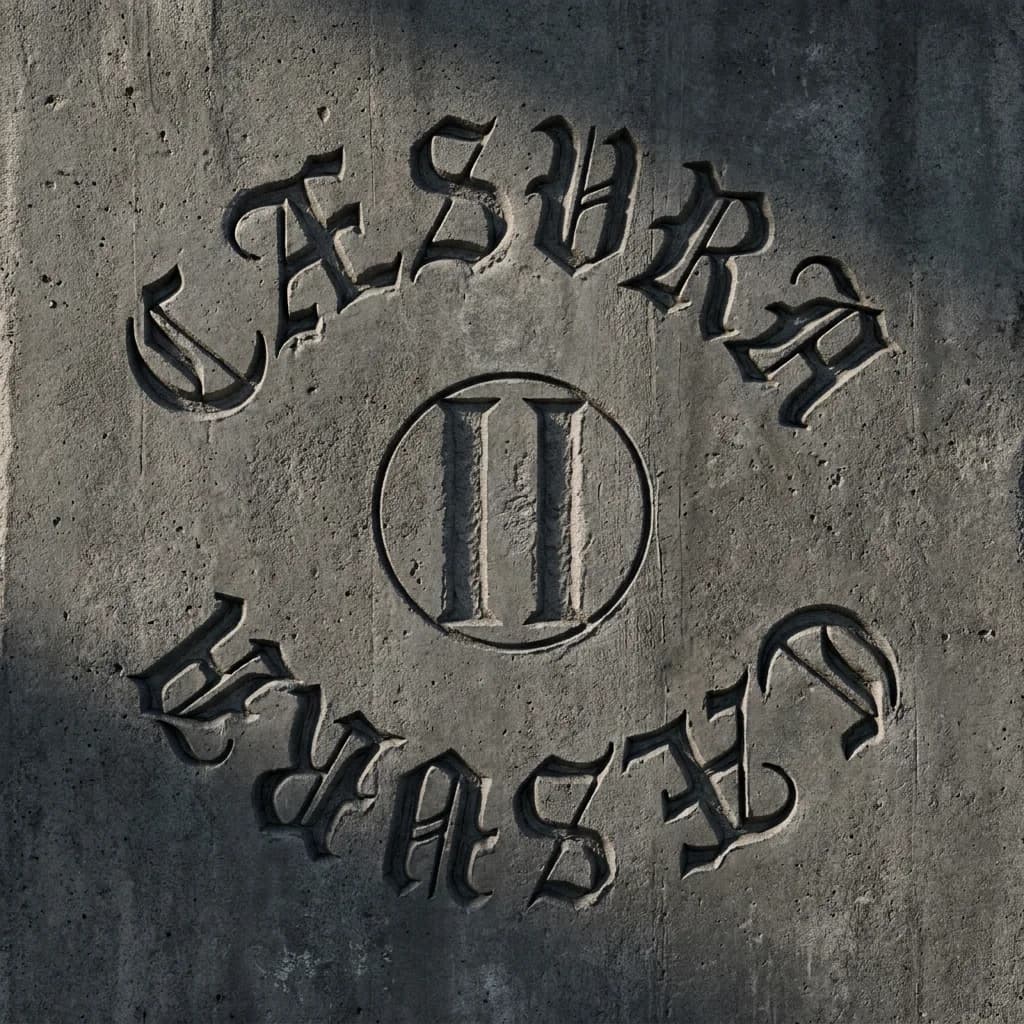 The CAESVRA seal cut into concrete